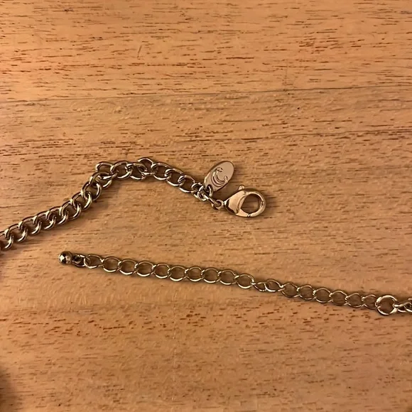 Beautiful Blue and Tangerine Gold-Tone Disk Necklace stamped C - Picture 5 of 7